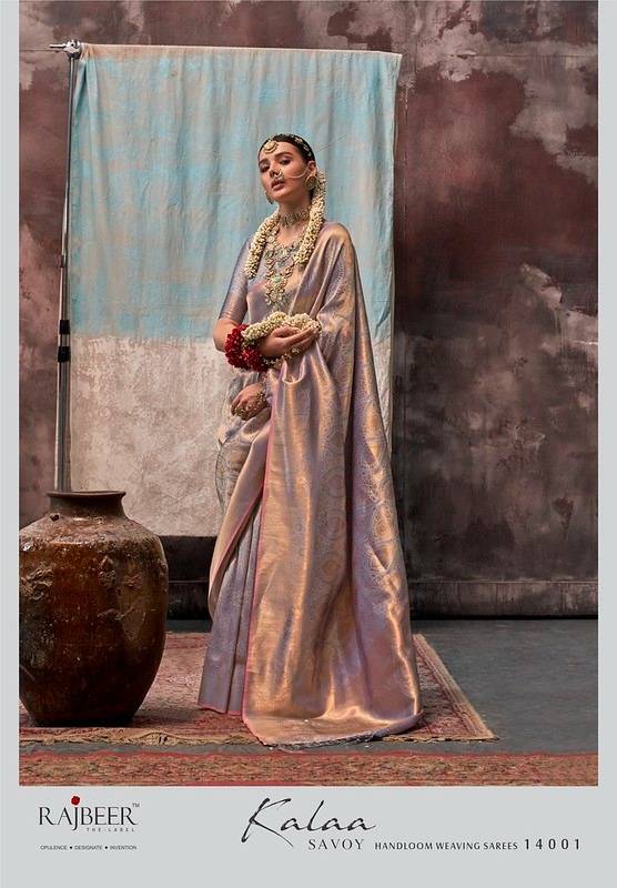 KALAA SAVOY BY RAJBEER 14001 To 14006 Series Indian Traditional Wear Collection Beautiful Stylish Fancy Colorful Occasional Wear Silk Sarees At Wholesale Price